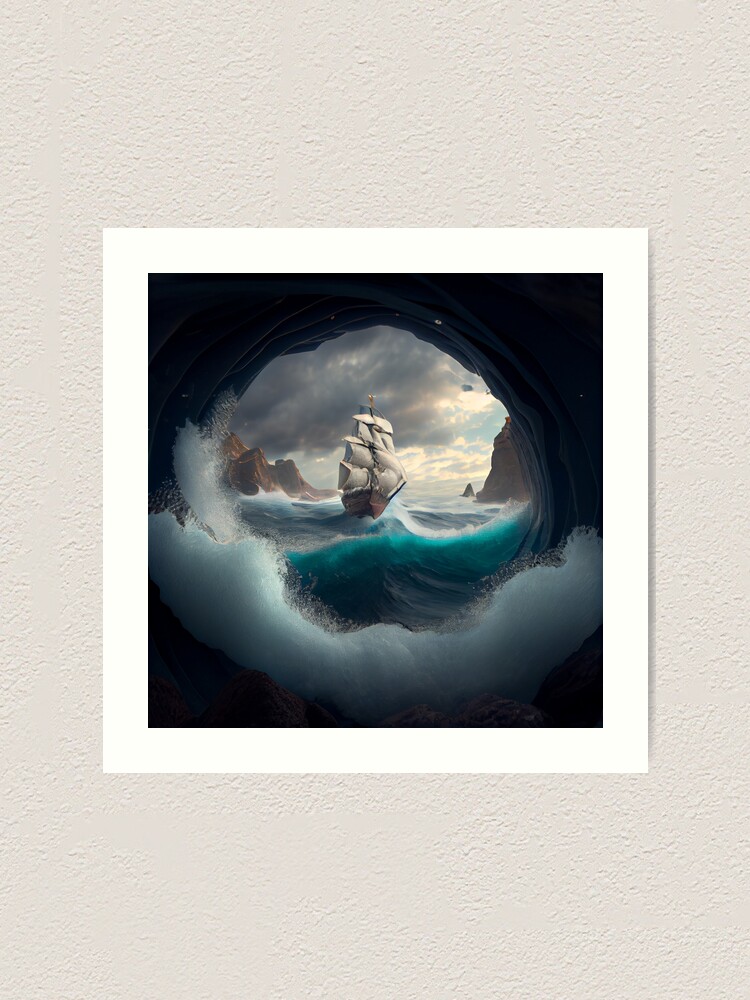 Thumbnail 1 von 3, Kunstdruck, The Pebbles Odyssey A Churning Sea Digital Painting designt und verkauft von CodeAndColors.