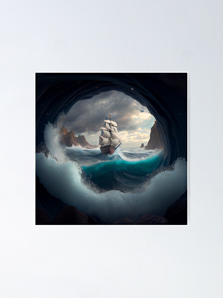 Thumbnail 1 von 3, Poster, The Pebbles Odyssey A Churning Sea Digital Painting designt und verkauft von CodeAndColors.