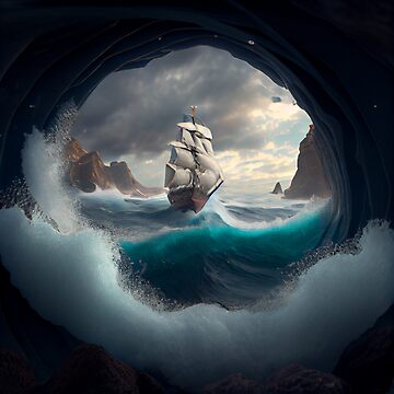 Vorschaubild zum Design The Pebbles Odyssey A Churning Sea Digital Painting von CodeAndColors