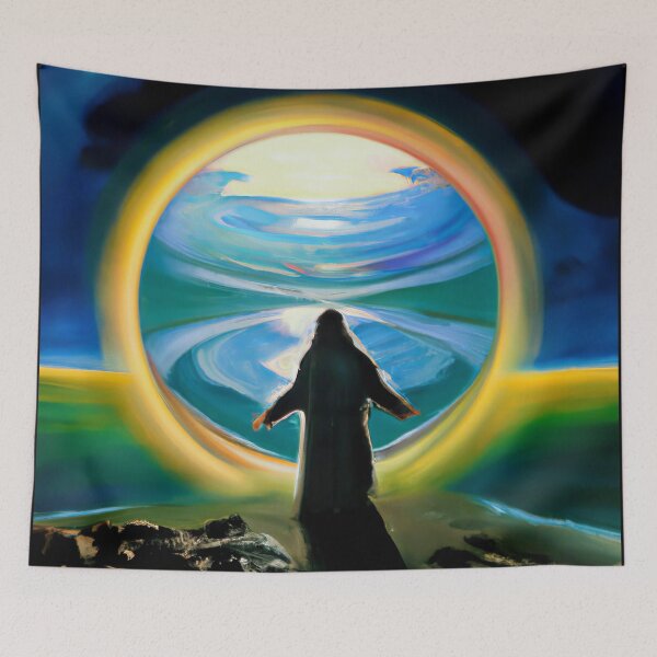Item preview, Jesus looking at earth designed and sold by ThroughHisGrace.