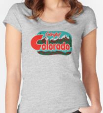 Colorful Colorado Vintage Travel Decal Women's Fitted Scoop T-Shirt