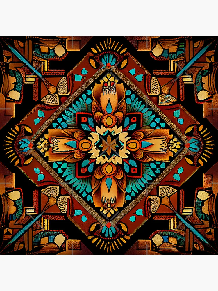 Thumbnail 3 von 3, Button, Formal Vivid Western Pattern Digital Painting designt und verkauft von CodeAndColors.