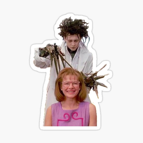 edward scissorhands, peg, cutting hair Sticker
