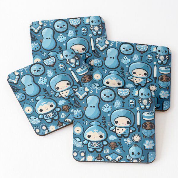 Item preview, Kawaii Blue Eclectic Pattern Digital Painting designed and sold by CodeAndColors.