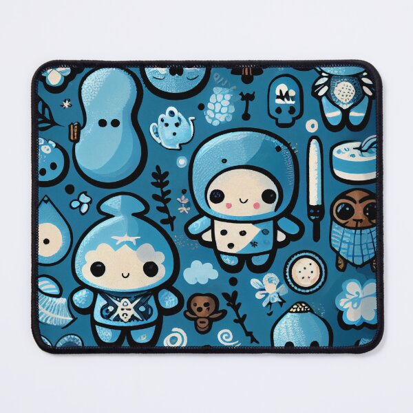 Item preview, Kawaii Blue Eclectic Pattern Digital Painting designed and sold by CodeAndColors.