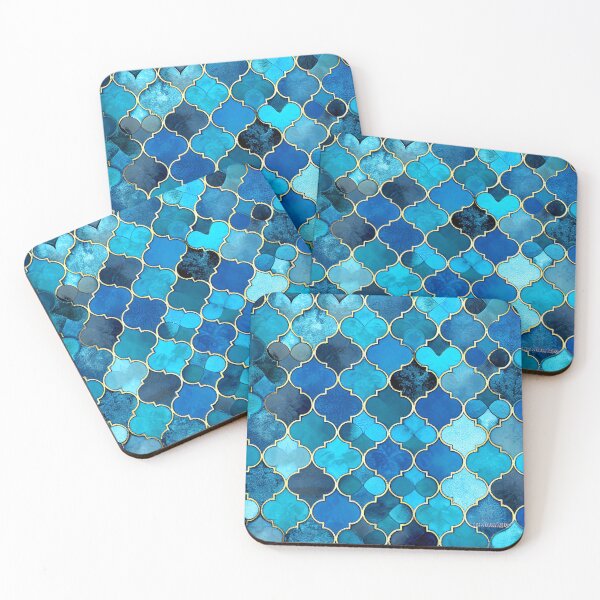 Item preview, Blue Bright Mosaic California Chic Pattern Digital Painting designed and sold by CodeAndColors.