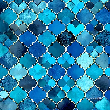 Vorschaubild zum Design Blue Bright Mosaic California Chic Pattern Digital Painting von CodeAndColors