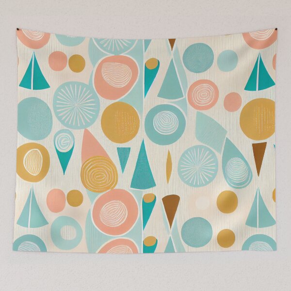 Artikelvorschau, Pastel Drawn Designer Midcentury Modern Pattern Digital Painting entworfen und verkauft von CodeAndColors.