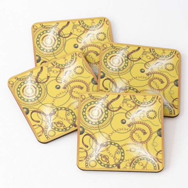 Item preview, chains and leathers on yellow background designed and sold by K-Klub.