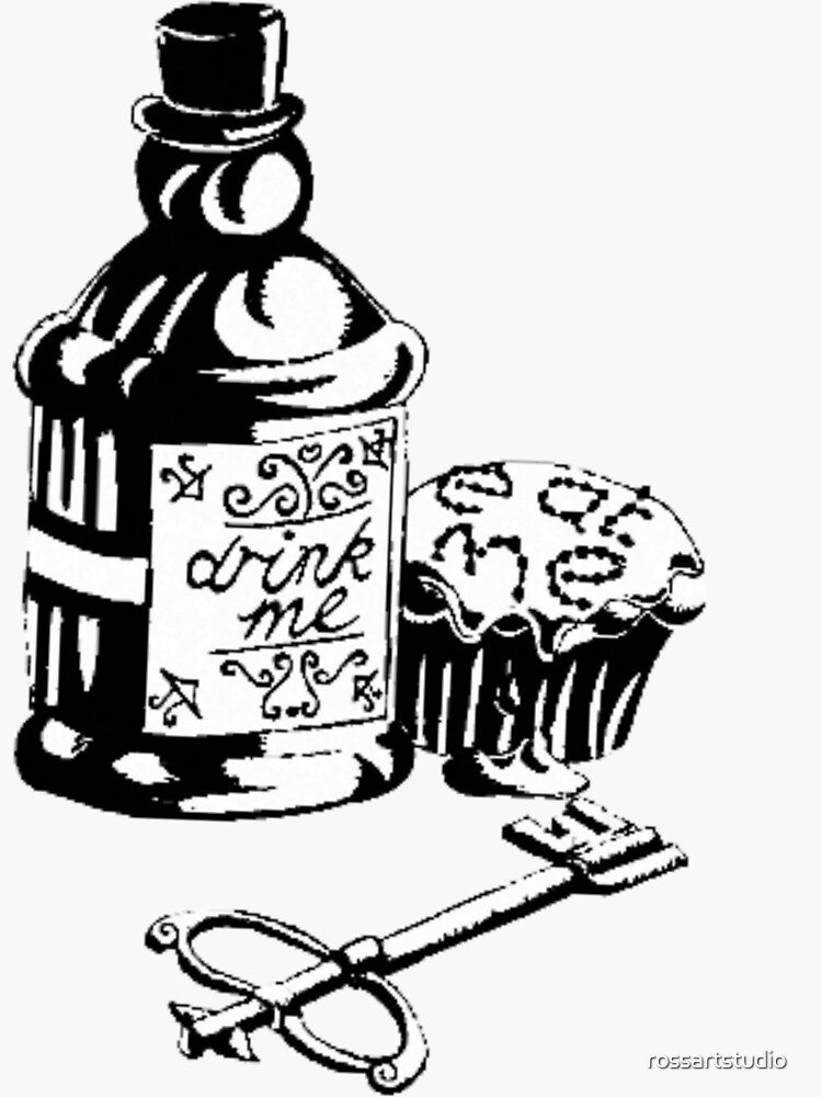 "Eat Me, Drink Me in Wonderland" Sticker for Sale by rossartstudio