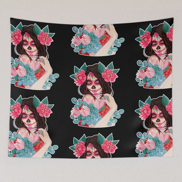 Item preview, Floral Sugar Skull Girl Painting designed and sold by Ivy Lily Art.
