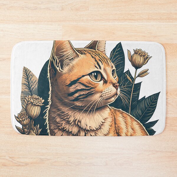 Item preview, Adorable Aesthetic Cat Art With Flowers designed and sold by T-Shirt-Depot.