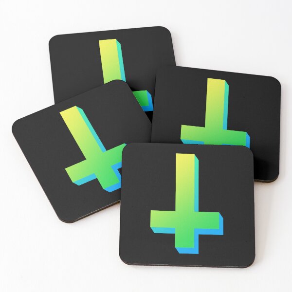 Item preview, Colorful Inverted Cross Pastel Goth Upside Down Cross Green Yellow Blue designed and sold by AlasAHintStudio.
