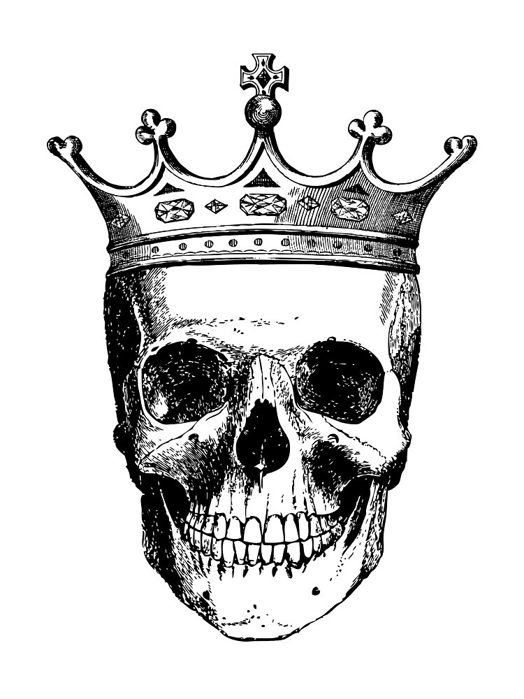 "Skull King Skull with Crown Skull Wearing a Crown Vintage Skulls
