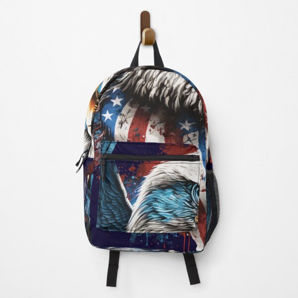 Item preview, American bald eagle with patriotic flag designed and sold by AreteSticker.