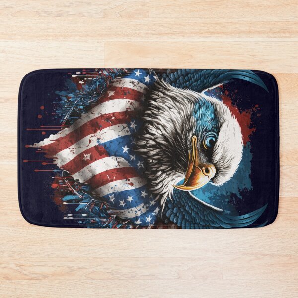 Item preview, American bald eagle with patriotic flag designed and sold by AreteSticker.