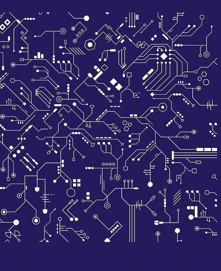 Tech circuit board technology pattern, seamless purple-white