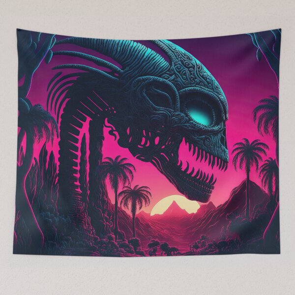 Item preview, Retro-Futuristic Nightmare: A Synthwave Tribute to H.R. Giger designed and sold by Mullet Monkey.