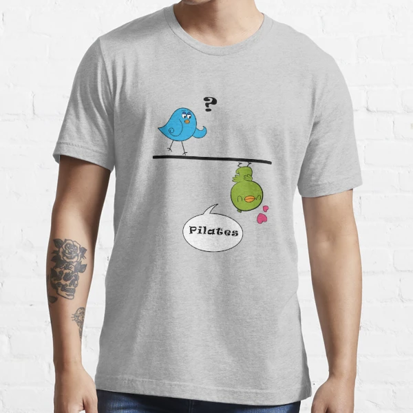 Couple of Funny Birds Perched On A Cable Doing Pilates, Humor. Pilates Classic T-Shirt | Redbubble