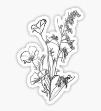 Continuous Line Drawing - Assortment of Flowers Sticker