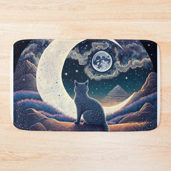 Item preview, Cat and Crescent Moon 1 designed and sold by idreamaboutcats.