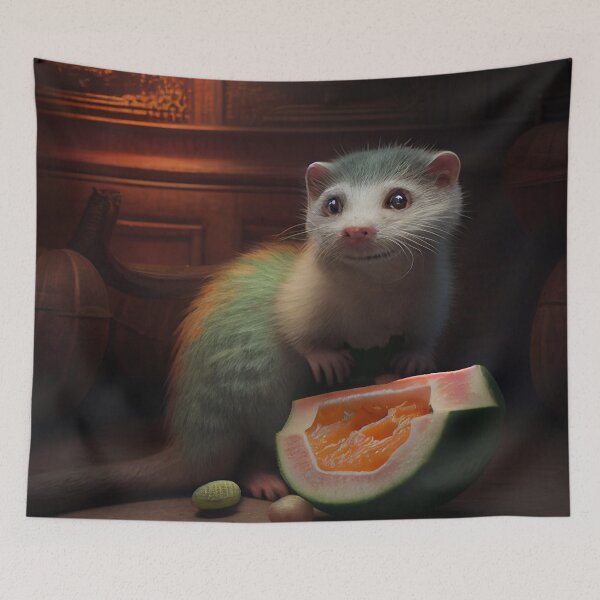 Item preview, The Ferrets Debacle with a Melon Digital Painting designed and sold by CodeAndColors.