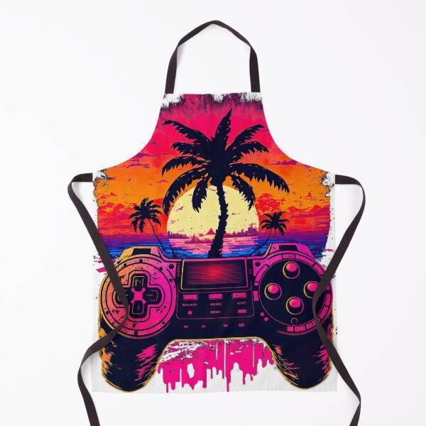 Item preview, Gaming Controller Over Tropical Synthwave Sun designed and sold by Nightarcade.