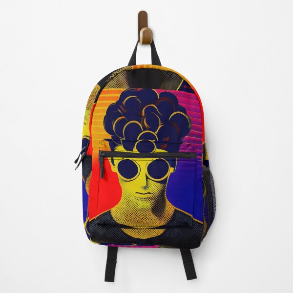 Item preview, Retro Futuristic Trippy Hipster - multi color psychedelic digital acrylic painting designed and sold by theWeppen.