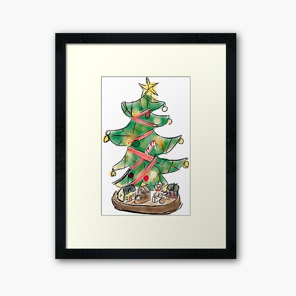Christmas Tree with Toys Framed Art Print