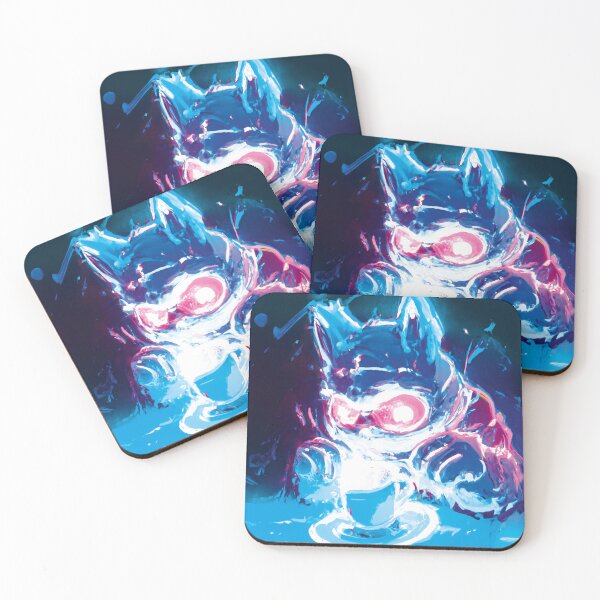 Item preview, Cat Longing For A Cup Of Coffee (Futuristic Neon Painting Look - Bright Blue) designed and sold by SassyClassyMe.