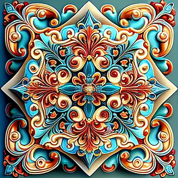 Imagen de la obra Vivid Three Dimensional Divine Delicate New Mediterranean Pattern Digital Painting de CodeAndColors