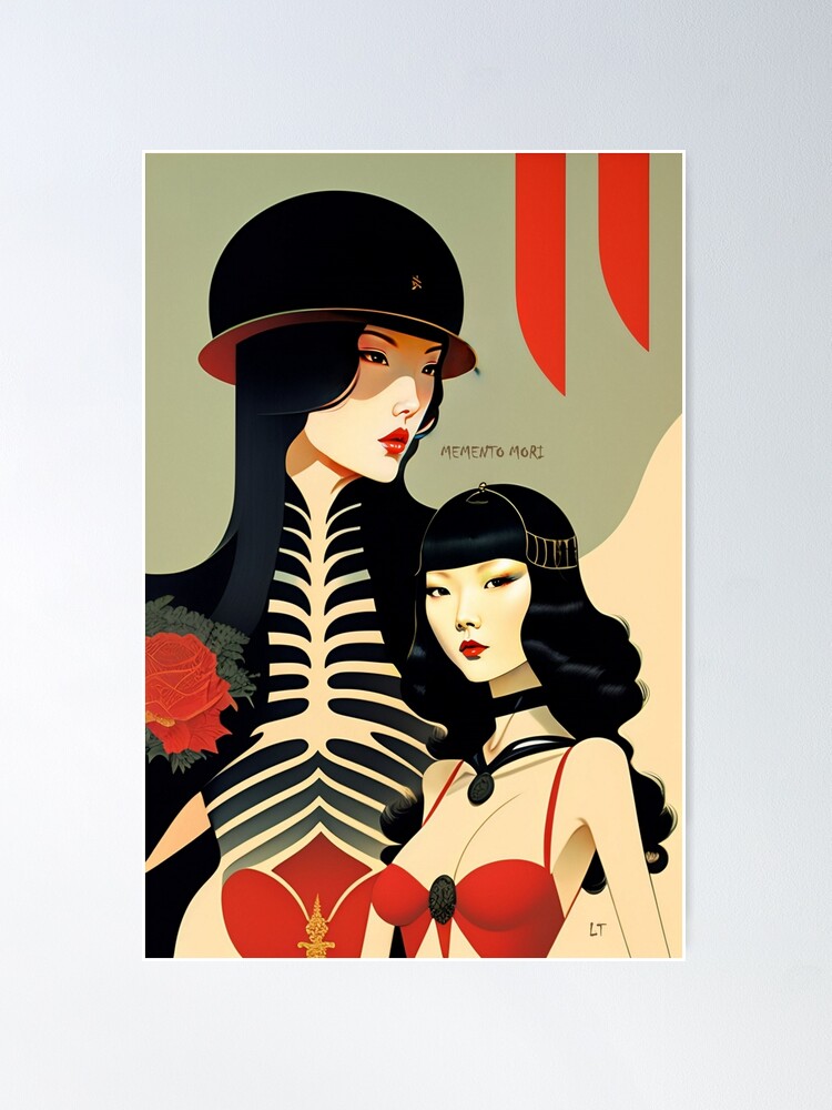 Poster mit Memento Mori in Red, designt und verkauft von leviatansworks