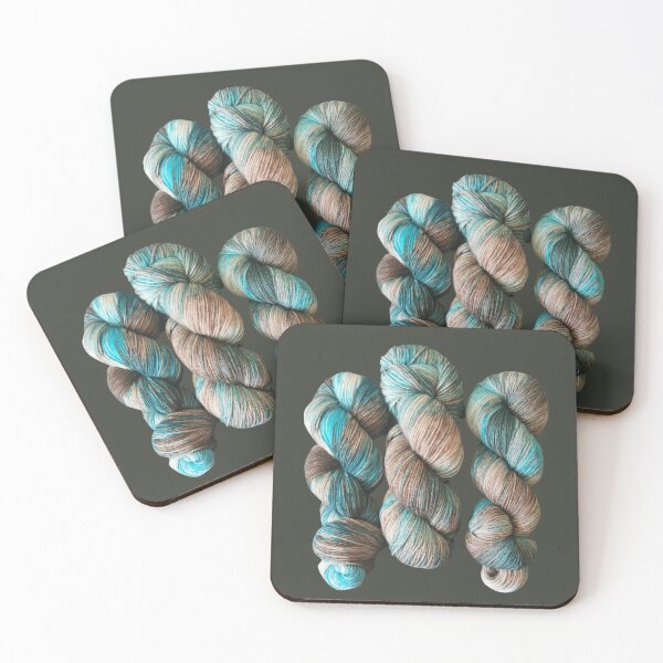 Item preview, Ice Wolf - skeins of yarn in icy blue and grey designed and sold by skeinhawkyarns.
