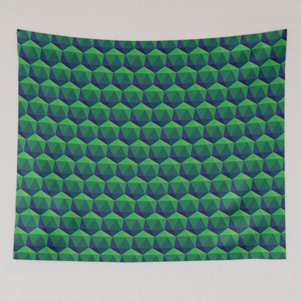 Item preview, Geometric Icosahedron Pattern in Green and Blue designed and sold by Travarts.