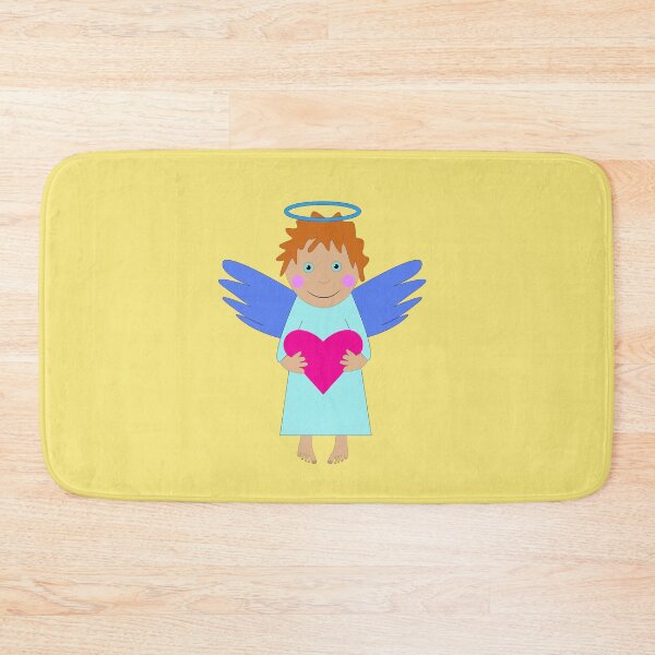 Item preview, Angel little boy with red hair with a heart in his hands on a yellow background with clouds designed and sold by IrinaIhnatieva.