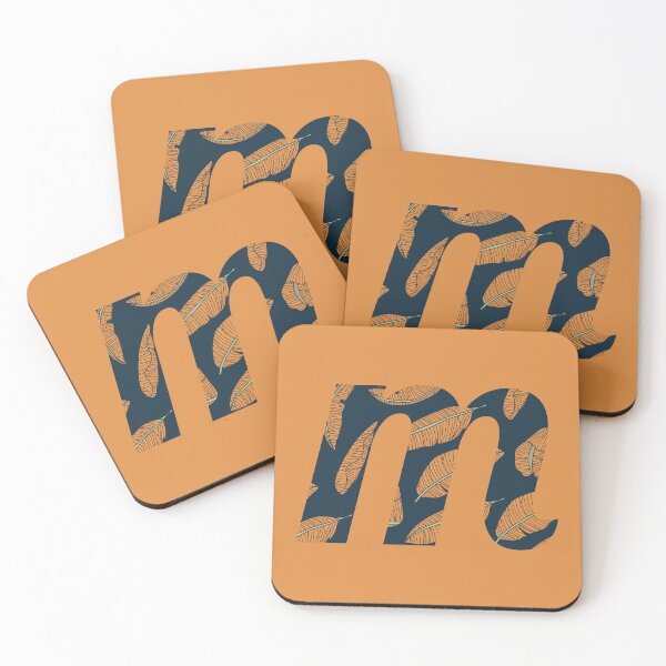Item preview, Leaf/Feather Pattern Letter M Monogram designed and sold by Gumblebee Design.