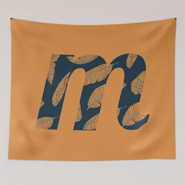 Item preview, Leaf/Feather Pattern Letter M Monogram designed and sold by Gumblebee Design.