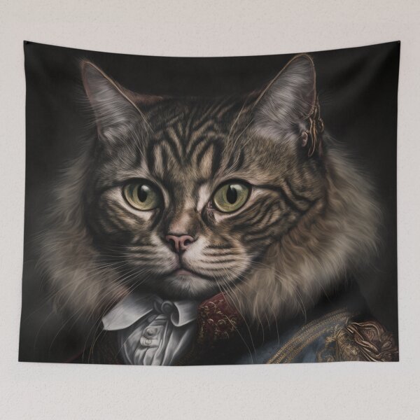 Item preview, Hyper Realistic Cat Portrait Royal Renaissance Animal –  Photorealism Classic Royal Portrait Of A Cat designed and sold by MadeByRobots.