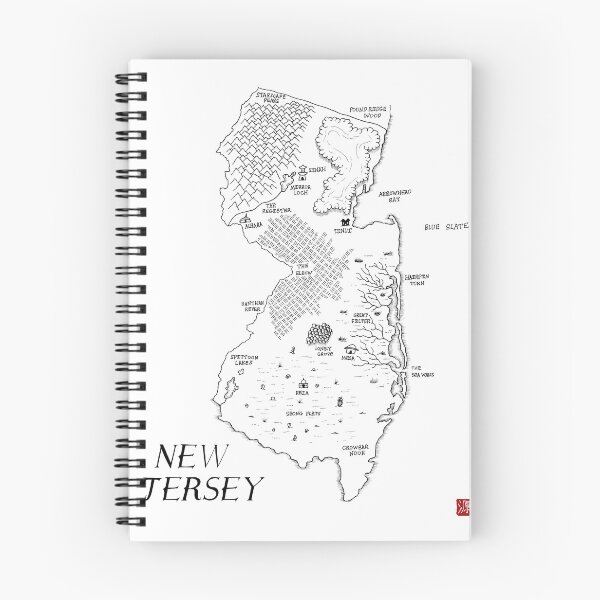 Item preview, New Jersey as a fantasy map - black and white designed and sold by aldayuan.