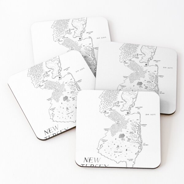 Item preview, New Jersey as a fantasy map - black and white designed and sold by aldayuan.