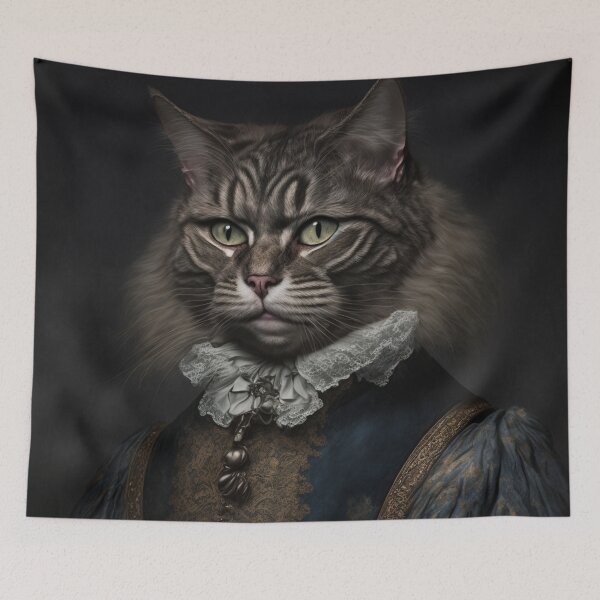 Item preview,  Hyper Realistic Cat Portrait Royal Renaissance Animal –  Photorealism Classic Royal Portrait Of A Cat designed and sold by MadeByRobots.
