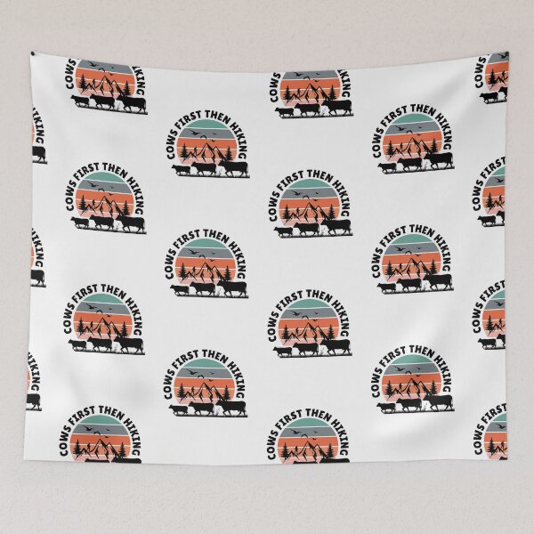 Item preview, Cows first then Hiking vintage sunset with nature designed and sold by FarmsteadAcers.