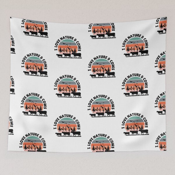 Item preview, I love nature and cows vintage sunset with nature designed and sold by FarmsteadAcers.
