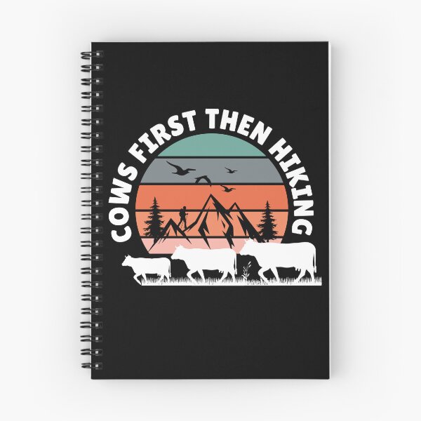 Item preview, Black version of Cows first then Hiking vintage sunset with nature designed and sold by FarmsteadAcers.