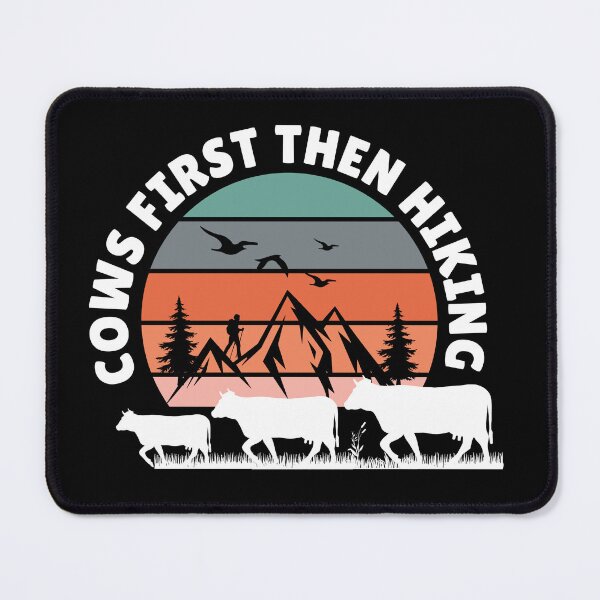 Item preview, Black version of Cows first then Hiking vintage sunset with nature designed and sold by FarmsteadAcers.