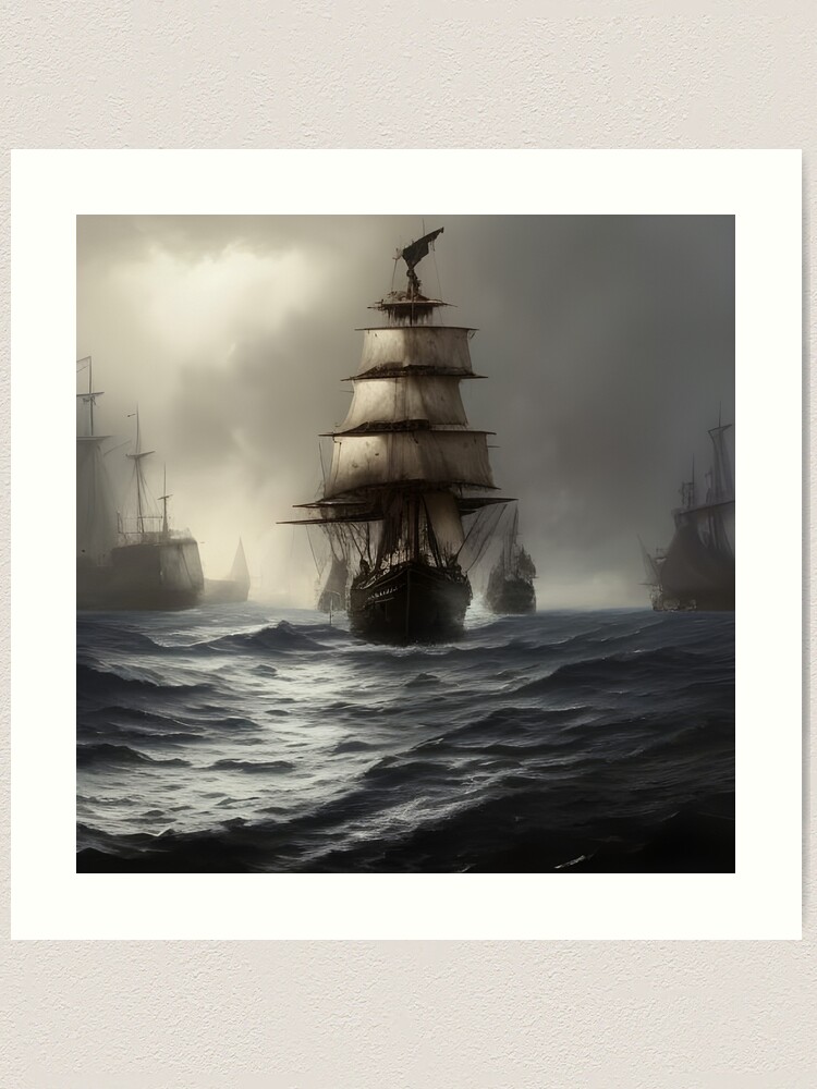 Pirate on the deck of a pirate ship during storm by Coolarts223 on