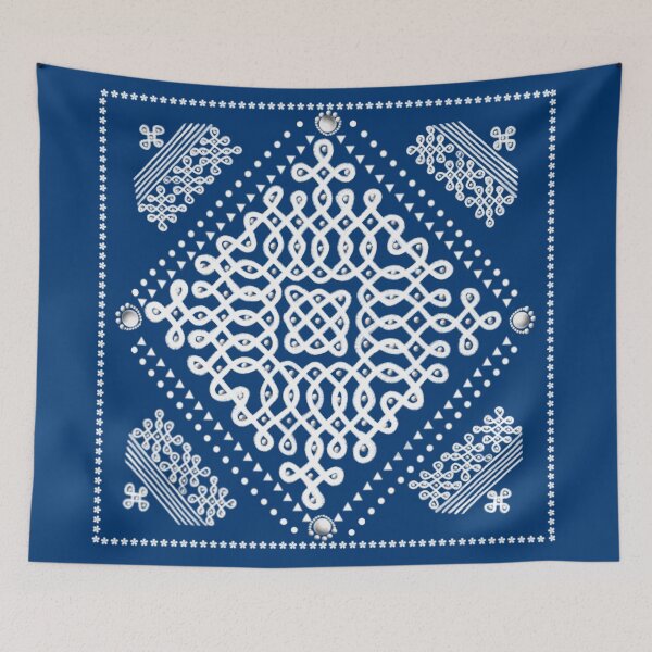 Item preview, kolam/muggu/sikku kolam -Blue tile designed and sold by ShreecreatE.