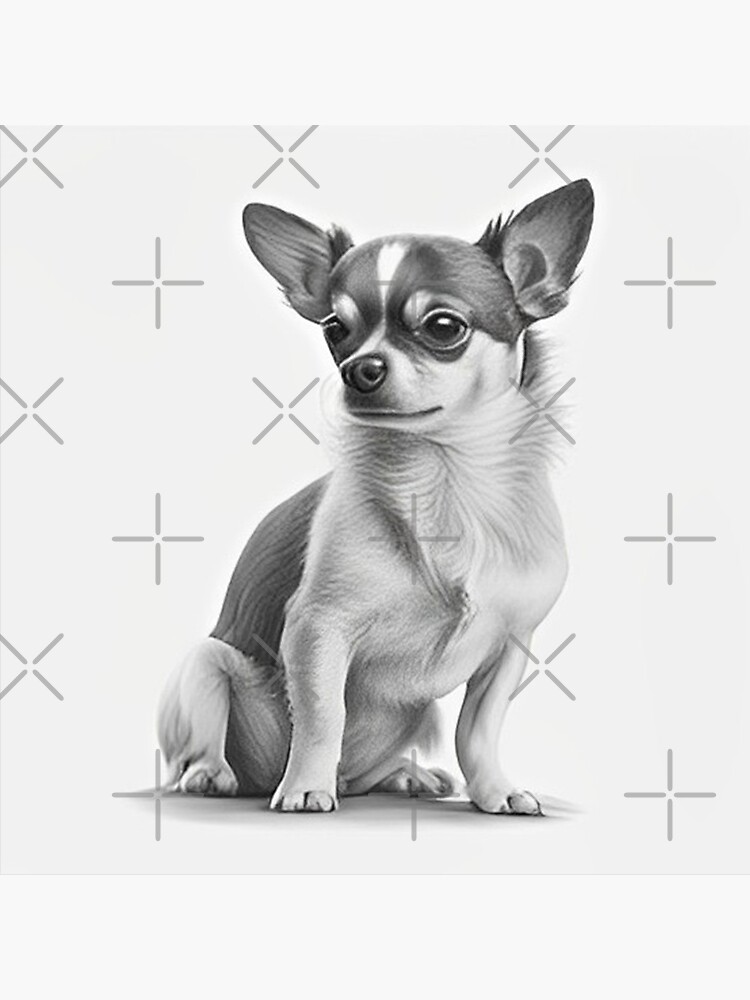 Dessin au crayon Chihuahua noir et blanc Poster