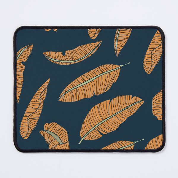 Item preview, Feathers/Leaves Gold on Blue Pattern designed and sold by Gumblebee Design.