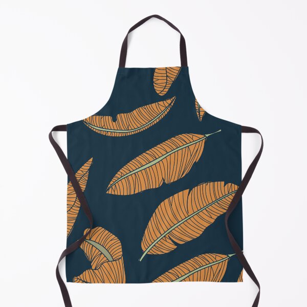 Item preview, Feathers/Leaves Gold on Blue Pattern designed and sold by Gumblebee Design.